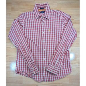 Abercrombie & Fitch Mens XXL Red White Plaid Muscle Fit Long Sleeve Button Shirt